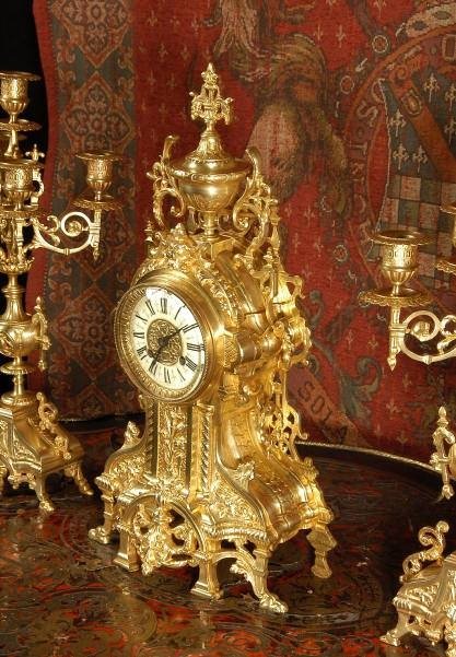 fig 3. ***** SOLD ***** Antique French Gothic Clock Set by A. D. Mougin